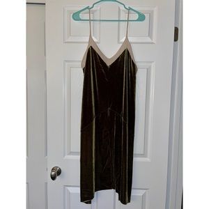 Zara velvet slip dress in dark green